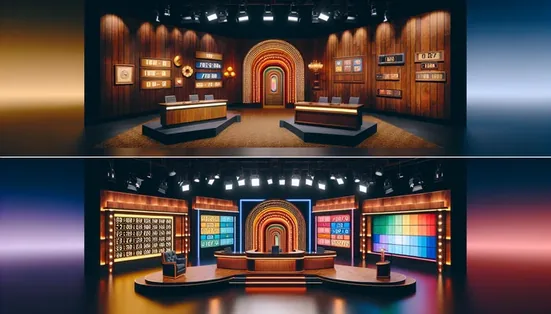 Montage representing the different eras of Family Feud hosting