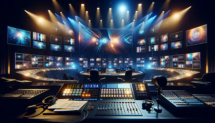 Money and prize items on a game show set