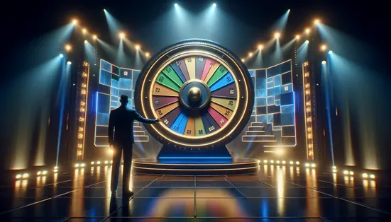 Contestant spinning the wheel on the Wheel of Fortune stage